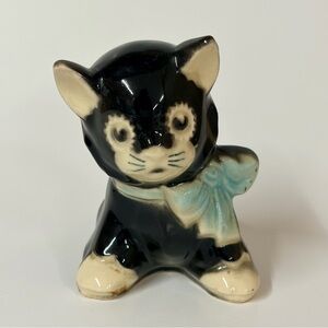 Vintage Shawnee Small Black Cat Planter Ceramic Kitty